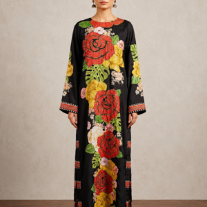 noir blossom hand embellished kaftan